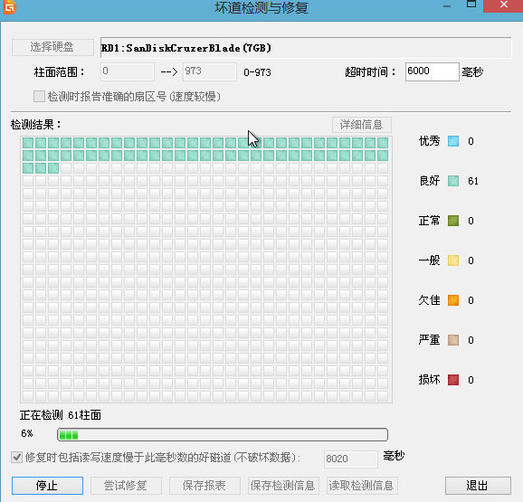 正在檢測壞道